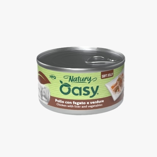 أوزي شرائح دجاج مع كبدة وخضروات 85جم - Oasy Natury Wet food cat   chicken with liver and vegetables  85g