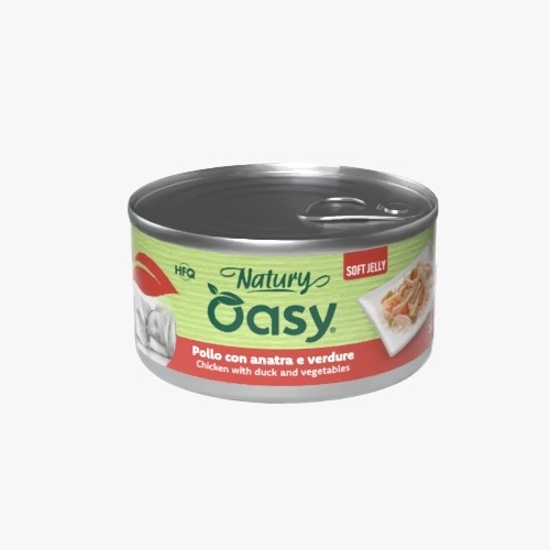 أوزي شرائح دجاج مع بط وخضروات 85جم - Oasy Natury Wet food cat   chicken with duck and vegetables  85g