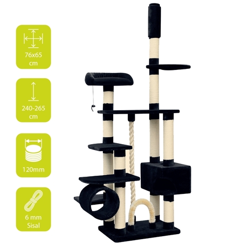 Scratching Tree Comfort Kingdom Black 76x56x240-265cm-3parts - Scratching Tree  Comfort Kingdom Black  76x56x240-265cm-3parts