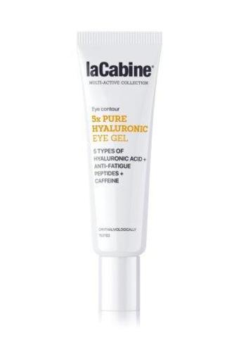 laCabine 5x PURE HYALURONIC EYE CONTOUR 15ML - تركيبة كريم جل  الهيالورنيك المركزه مصمم خصيصًا لحماية بشرة محيط العين الحساسة بخمسة أنواع من حمض الهيالورونيك ومفعول ثلاثي: ترطيب ومكافحة الهالات السوداء والانتفاخات.