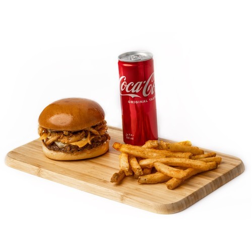 A&A Burger Meal - A&A Burger meal with Fries and a Soft Drink of your choice or Water.