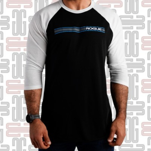 Rogue 3/4 Sleeve T-shirt Lines - This classic crewneck baseball shirt features three-quarter length sleeves, with a stylized Rogue lines logo across the chest. Made from a soft, lightweight cotton-poly blend material, the Rogue Lines shirt is flexible and comfortable, but still contoured for a slim, athletic fit. Material Type: 50% Cotton / 50% Polyester Care Instructions: Wash Cold, Dry Low