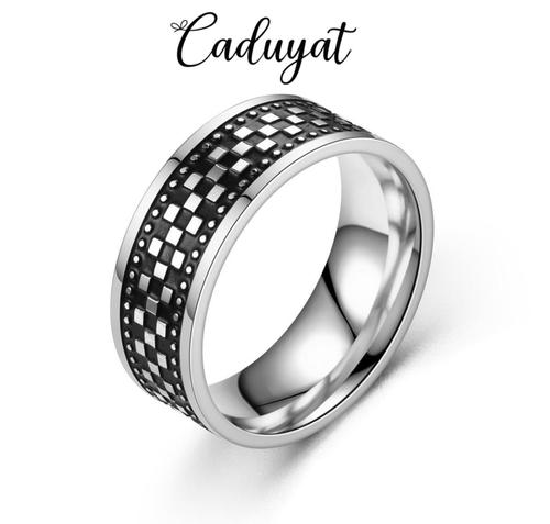 Caduyat  - Ring - Steel Silver ring mixed with Black Lifetime guarantee on color.