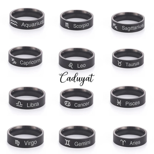 Caduyat  - Zodiac Ring - Steel Ring Gold plated with laser engraving
 Lifetime guarantee on color and engrave
 Please put the engraving details in the Notes