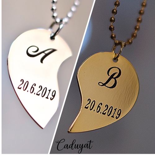 Caduyat  - Titanium Half Heart - Titanium chain half heart with engraving
 Lifetime guarantee on color and engrave
 Please choose the line type based on table No. as shown in the picture and put the engraving details in the Notes