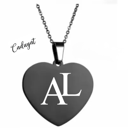 Caduyat  - Pendant - Black Heart - Pendant titanium with laser engraving Lifetime guarantees on color and engrave Please choose the line type based on table No. as shown in the picture and put the engraving details in the Notes