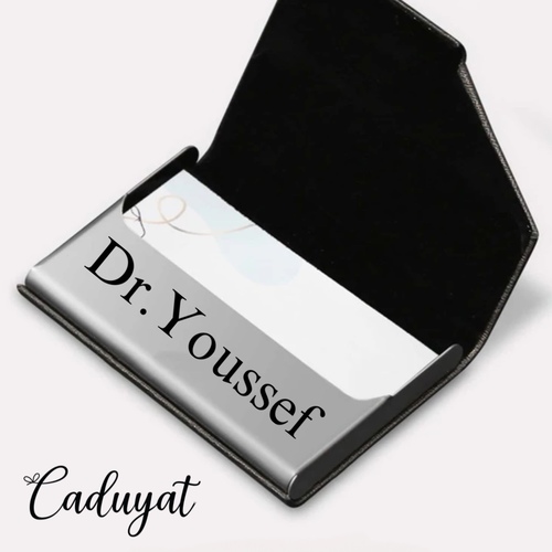 Caduyat  - Card Holder - Laser Engraving - Card Holder - Laser Engraving steel gold plated and leather with laser engraving Lifetime guarantee on color and engrave Please choose the line type based on table No. as shown in the picture and put the engraving details in the Notes