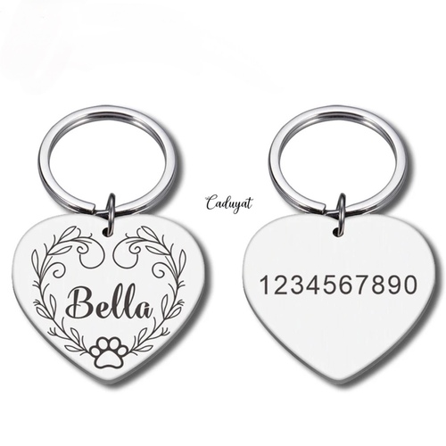 Caduyat  - Heart Tag - DC - Heart steel gold plated with laser engraving Lifetime guarantee on color and engrave Please choose the line type based on table No. as shown in the picture and put the engraving details in the Notes