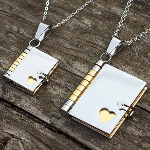 Caduyat  - Pendant Book G - Necklace steel gold plated with laser engraving Lifetime guarantee on color and engrave Please choose the line type based on table No. as shown in the picture and put the engraving details in the Notes