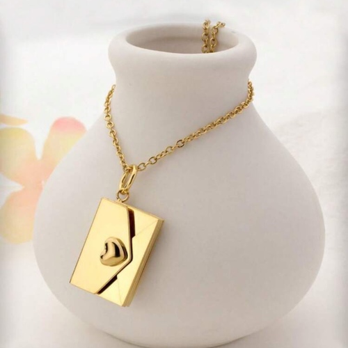 Caduyat  - Envelope Pendant G - Pendant steel gold plated with laser engraving Lifetime guarantee on color and engrave Please choose the line type based on table No. as shown in the picture and put the engraving details in the Notes