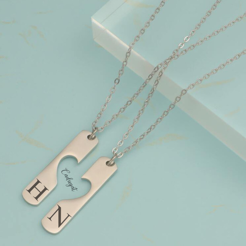 Caduyat  - Two Necklace - Love - Steel gold plated necklace with laser engraving Lifetime guarantee on color and engrave Please choose the line type based on table No. as shown in the picture and put the engraving details in the Notes