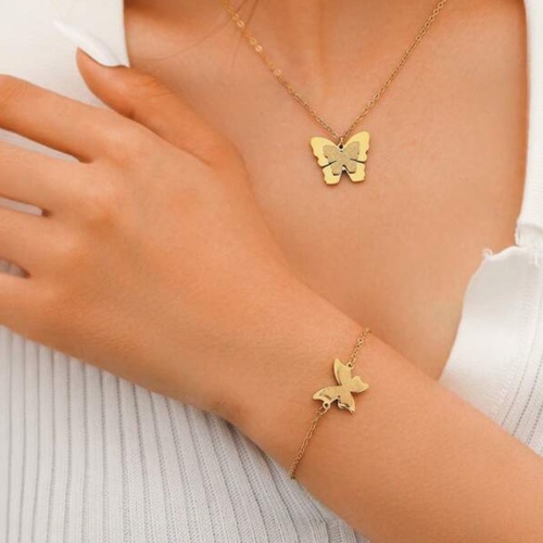 Caduyat  - Butterfly set - Steel gold plated set Lifetime guarantee on steel color