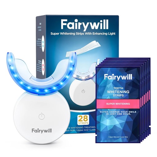 Fairywill Dental Whitening Kit - Fairywill reghargable whitening kit, with teeth whitening straps.- teeth whitening gadget with led blue light for fast results.- 28 teeth whitening straps for 14 days treatment course.- magnatic usb charging cable.- plastic case for storage.- compatible with any kind of teeth whitening straps and gels.
1 YEAR WARRENTY