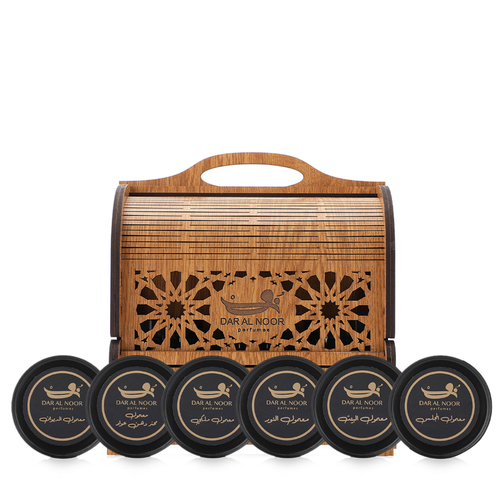 Mamoul Collection - 6 Pcs - Set contains:
Alnoor Mamoul - 10 g
Malki Mamoul - 10 g
Dihn Oud Mamoul - 10 g
Al Bait Mamoul - 10 g
Diwan Mamoul - 10 g
Majlis Mamoul - 10 g