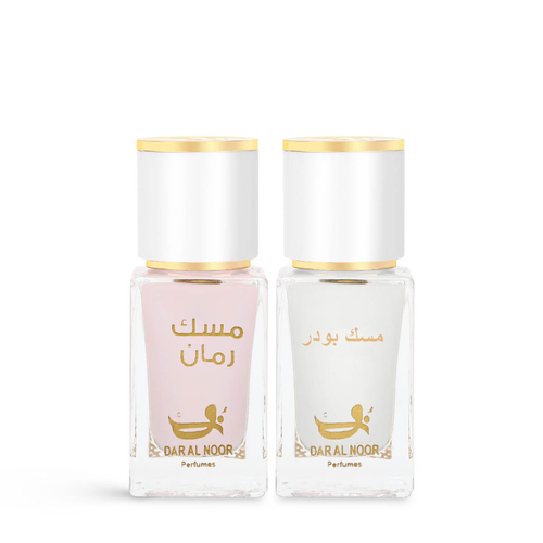 Musk Spray Set - 2 pcs - Set Includes:

- Pomogranate Musk Eau de Parfum - 15ml 
A unique blend of Pomegranate and Musk.

- Powder Musk Eau de Parfum - 15ml
A unique blend of Musk and Powder.