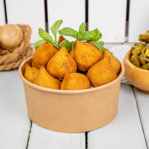 Fried Potato Kubbah With Mozzarella and Halapino
