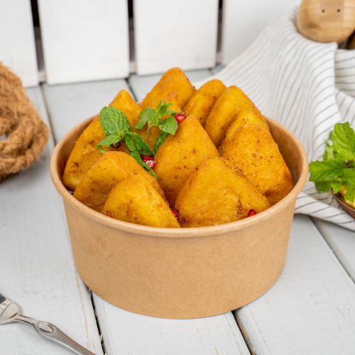 Fried Potato Kubbah With Chicken and Corn