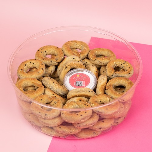 Brown Flour With Olive Oil and seeds - Plastic box (25 or 50 pieces ) Of healthy Maamoul filled With Dates made by brown flour and original olive oil , no added sugar, Sesame and Black seeds