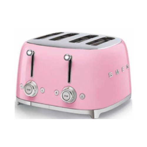 Toaster 4X4 - Product Family: Toaster No. of slices: 4 No. of slots: 4 No. of toasting levels: 6 Colour: Pink Finishing: Glossy Net Weight (kg): 2.800 kg Gross Weight (kg): 5.500 kg Packaged Width: 375 mm Packaged Depth: 375 mm Height (mm) Packaged: 270 mm