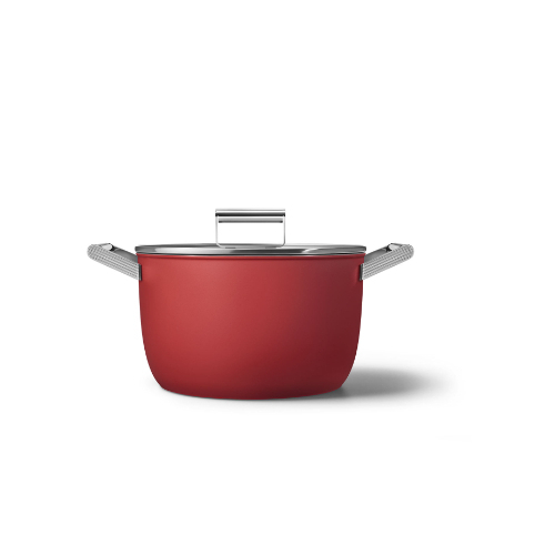 OBJECTS by Archgroup - Cookware Casserole Dish 26CM - Category: Kitchenware Family: Cookware Type:  Casserole Color: Red Aesthetic: 50's Style Diameter: 26 cm Contact bottom diameter: 193mm  Base thickness: 4.5 mm Packaged Depth: 339mm Packaged Hight : 212mm  Dimensions of the packaged product: 212×435×339mm  Net Weight (kg): 3.470kg Gross Weight (kg): 4.000kg