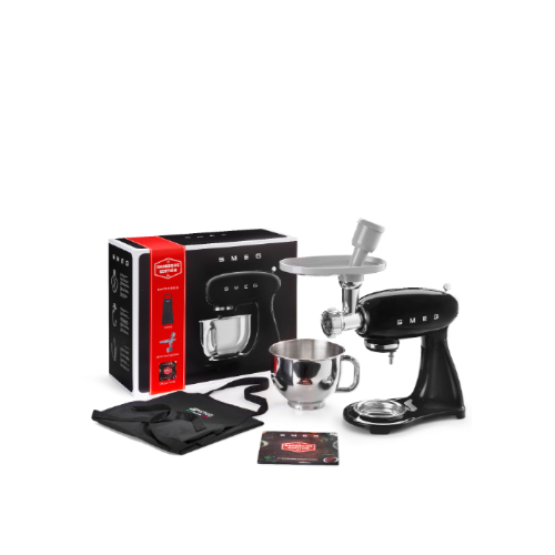 Stand Mixer – Special Pack - Product family: Stand mixer Motor type: Direct drive Speed control: Electronic Color: Black Base color: Nero Finishing: Glossy Bowl capacity: 4,8 L / Power: 800W Packaged Depth: 257mm Hight (mm) Packed: 463mm  Product Depth: 221mm Product Width: 405mm  Net Weight (kg): 11.500kg  Gross weight (kg): 15.100 kg