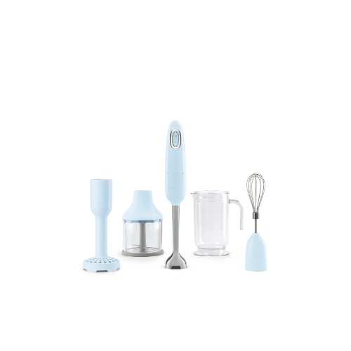 Blinder Accessories - Product Family: Hand Blenders Motor power: 700 W Variable speed: Yes Blades material: Stainless steel Colour: Blue Finishing: Glossy Voltage: 220-240 V / Power: 700 W Gross Weight (kg): 3.850kg Carton Box Width: 347mm Carton Box Depth: 195mm  Net Weight (kg): 2.100kg Carton Box Hight: 442mm