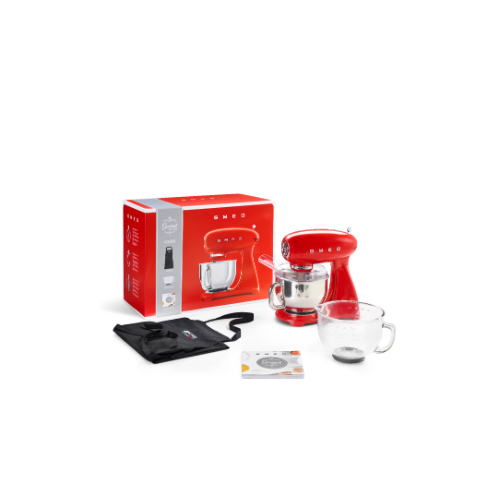 OBJECTS by Archgroup - Stand Mixer – Special Pack - Product family: Stand mixer Motor type: Direct drive Speed control: Electronic Colour: Red Base color: Rosso Finishing: Glossy Bowl capacity: 4,8 L / Power: 800W Packaged Depth: 323mm Hight (mm) Packed: 473mm  Product Depth: 221mm Product Width: 405mm  Net Weight (kg): 12.100kg  Gross weight (kg):16.500 kg