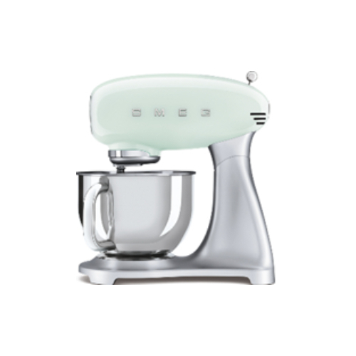 OBJECTS by Archgroup - Stand Mixer - Product family: Stand mixer Motor type: Direct drive Speed control: Electronic Color: Pastel Green Base color: Silver Finishing: Glossy Bowl capacity: 4,8 L / Power: 800W Packaged Depth: 255mm Hight (mm) Packed: 460mm  Product Depth: 221mm Product Width: 405mm  Net Weight (kg): 9.180kg  Gross weight (kg): 11.200 kd