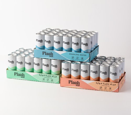 Flash Soda - 3 Flavor boxes - Sparkling Water 3 flavor - Plain - Raspberry - Lemon3 Boxes 24 can / 250ml