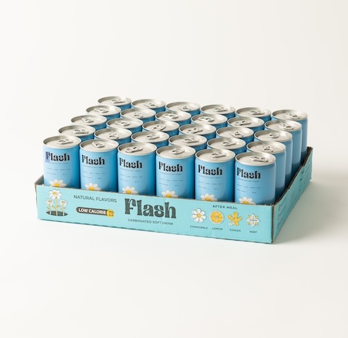 Flash mini  180ml / box 30 Can - box 30 can / 180ml
Flash Carbonated Soft Drink with Natural Flavors: 
Chamomile, Lemon, Ginger, and Mint Flavors