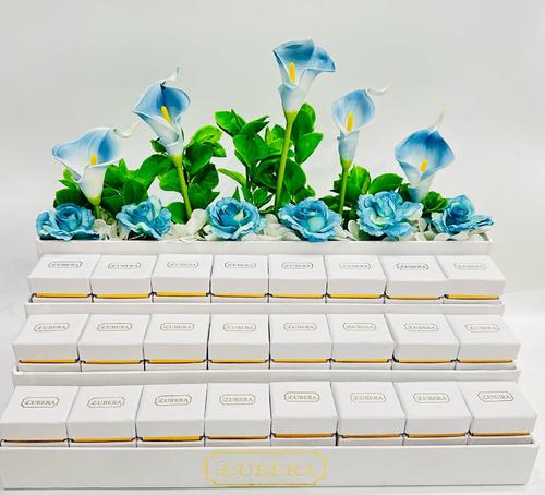 tawziat white blue flower 24pcs