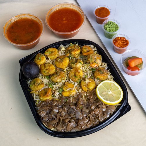 Mumawash Shrimp - shrimp with dill coriander onion cook with basmati rice roes water dqous fish