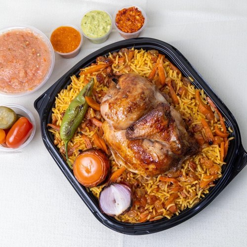 Half grilled chicken Bukhari rice