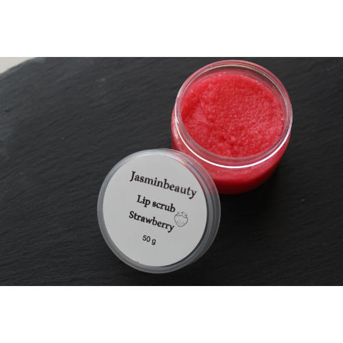 Jasmin Beauty  - Lip scrub - (safe for pregnant women) Lip scrub made of shea butter, vitamin E oil and natural wax Benefit of the product: get rid of dead skin + treat chapped lips while giving a light color . How to use: It is used once a week on wet lips in a light circular way, then washed or removed with a damp towel, followed by a moisturizer. With strawberry scent Weight 50g