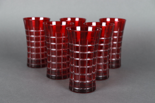 Water glasses Ice cube red - Set of 6 pieces Hand made Made in Turkey