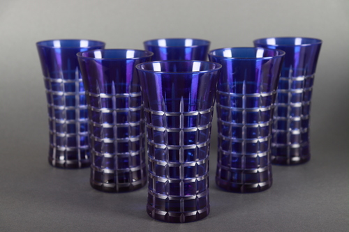 water glasses Ice cube blue - Set of 6 pieces Hand made Made in Turkey