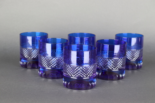 AD Maison - Water glasses Diamond Blue - Set of 6 pieces  Hand made Made in Turkey