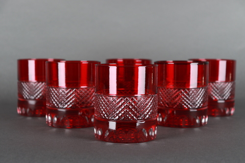 Water glasses Diamond Red - Set of 6 pieces Hand made Made in Turkey