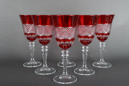 Juice glasses Diamond Red - Set of 6 pieces Hand made Made in Turkey