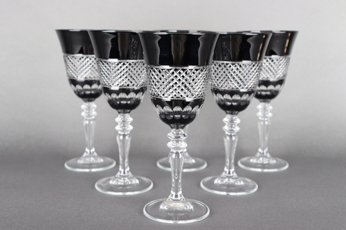 Juice glasses Diamond Black - Set of 6 Pieces Hand made Made in Turkey