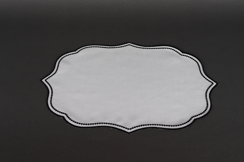 2 Black dotted oval placemats - 2 Embroidered black dotted linen oval placemats 47X32 cm