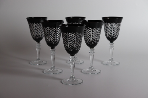 Infinite Black Juice glasses set - Set of 6 pieces Hand made Made in Turkey