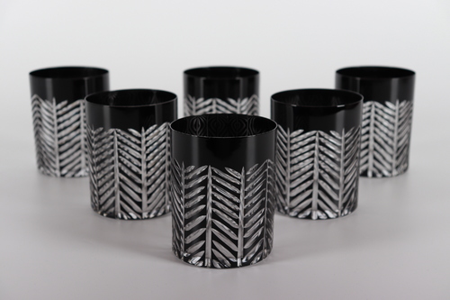 Infinite Black water glasses set - Set of 6 pieces Hand made Made in Turkey