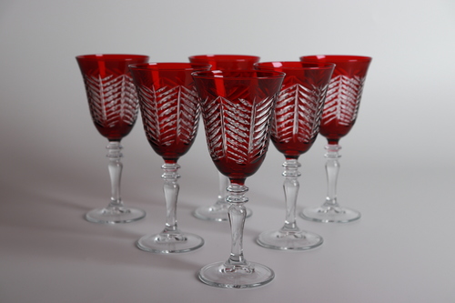 Infinite Red Juice glasses set - Set of 6 pieces Hand made Made in Turkey