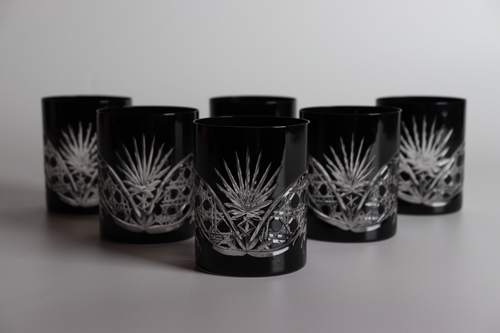 Beam Black water glasses set - Set of 6 pieces Hand made Made in Turkey