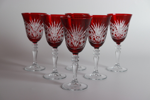 Beam Red Juice glasses set - Set of 6 pieces Hand made Made in Turkey