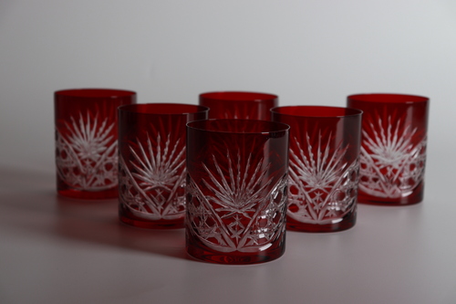 Beam Red water glasses set - Set of 6 pieces Hand made Made in Turkey