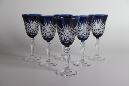 Beam Blue Juice glasses set - Set of 6 pieces Hand made Made in Turkey