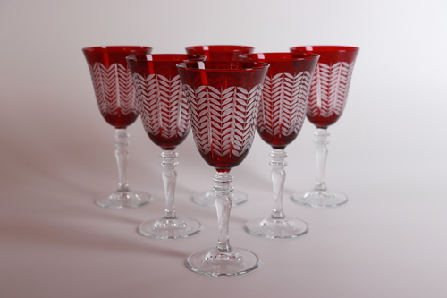 Red Matt Juice glasses set - Set of 6 pieces Hand made Made in Turkey