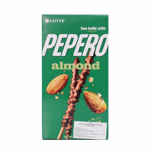 أصابع بسكويت لوت ببيرو باللوز - Lotte Pepero  عبارة عن عصا بسكويت مملوءة بالشوكولاتة الفاخرة